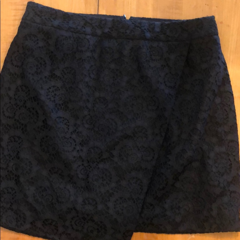 Madewell asymmetrical black lace skirt